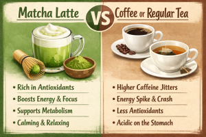 Matcha Latte vs Coffee or Regular Tea